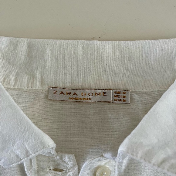 Zara White Embroidered Button-Up Shirt - Picture 6 of 6